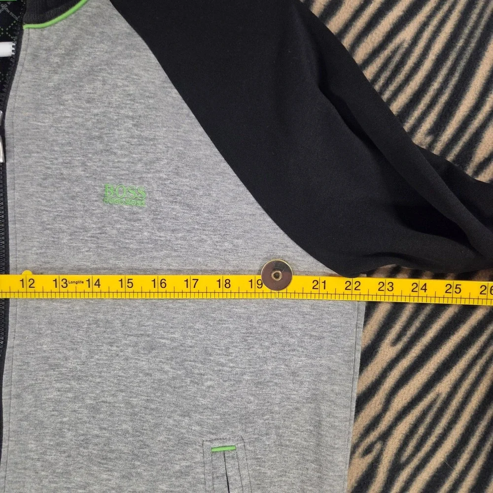 BOSS Hugo Boss Green Label Full Zip Track Jacket Gray Black Neon Green Mens L